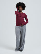 Seamless Basic Cotton Granddad | Cotton L/S T-Shirt Burgundy