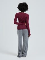 Seamless Basic Cotton Granddad | Cotton L/S T-Shirt Burgundy