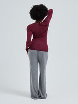Seamless Basic Cotton Granddad | Cotton L/S T-Shirt Burgundy