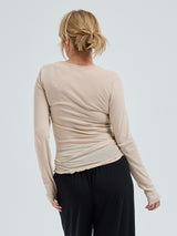 Seamless Basic Cotton Granddad | Cotton L/S T-Shirt Dark sand