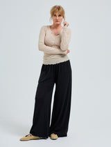 Seamless Basic Cotton Granddad | Cotton L/S T-Shirt Dark sand