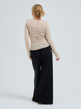 Seamless Basic Cotton Granddad | Cotton L/S T-Shirt Dark sand