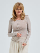 Seamless Basic Cotton Granddad | Cotton L/S T-Shirt Desert Melange