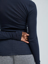 Seamless Basic Cotton Granddad | Cotton L/S T-Shirt Midnight