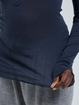 Seamless Basic Cotton Granddad | Cotton L/S T-Shirt Midnight