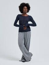 Seamless Basic Cotton Granddad | Cotton L/S T-Shirt Midnight