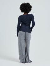 Seamless Basic Cotton Granddad | Cotton L/S T-Shirt Midnight