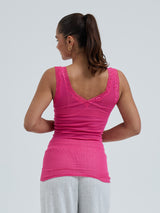 Seamless Basic Cotton Lacey | Cotton Tank Top Berry Pink
