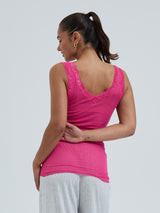Seamless Basic Cotton Lacey | Cotton Tank Top Berry Pink