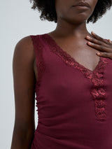 Seamless Basic Cotton Lacey | Cotton Tank Top Burgundy