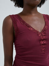 Seamless Basic Cotton Lacey | Cotton Tank Top Burgundy