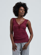 Seamless Basic Cotton Lacey | Cotton Tank Top Burgundy