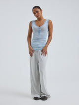 Seamless Basic Cotton Lacey | Cotton Tank Top Hazy Sky