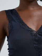 Seamless Basic Cotton Lacey | Cotton Tank Top Midnight