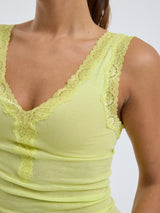 Seamless Basic Cotton Lacey | Cotton Tank Top Neon Yellow