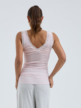 Seamless Basic Cotton Lacey | Cotton Tank Top Pale Rose