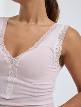 Seamless Basic Cotton Lacey | Cotton Tank Top Pale Rose