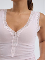 Seamless Basic Cotton Lacey | Cotton Tank Top Pale Rose