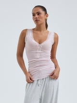 Seamless Basic Cotton Lacey | Cotton Tank Top Pale Rose