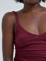 Seamless Basic Cotton Spaghetti | Cotton Strap Top Burgundy