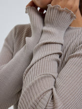 Seamless Basic Elegante | Merino wool L/S T-Shirt Beige