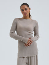 Seamless Basic Elegante | Merino wool L/S T-Shirt Beige