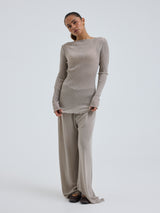 Seamless Basic Elegante | Merino wool L/S T-Shirt Beige