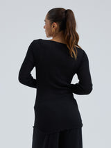 Seamless Basic Elegante | Merino wool L/S T-Shirt Black