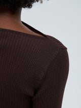 Seamless Basic Elegante | Merino wool L/S T-Shirt Dark Brown