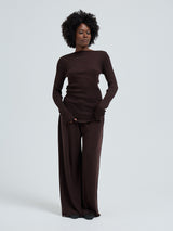 Seamless Basic Elegante | Merino wool L/S T-Shirt Dark Brown