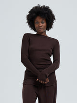 Seamless Basic Elegante | Merino wool L/S T-Shirt Dark Brown