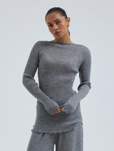 Seamless Basic Elegante | Merino wool L/S T-Shirt Grey Melange