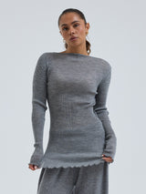 Seamless Basic Elegante | Merino wool L/S T-Shirt Grey Melange
