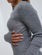 Seamless Basic Elegante | Merino wool L/S T-Shirt Grey Melange