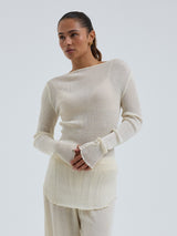Seamless Basic Elegante | Merino wool L/S T-Shirt Off-White