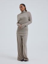 Seamless Basic Fiori | Merino wool L/S T-Shirt Beige