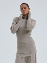 Seamless Basic Fiori | Merino wool L/S T-Shirt Beige