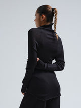 Seamless Basic Fiori | Merino wool L/S T-Shirt Black