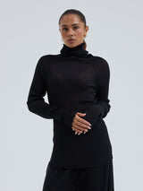 Seamless Basic Fiori | Merino wool L/S T-Shirt Black