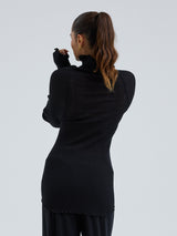 Seamless Basic Fiori | Merino wool L/S T-Shirt Black