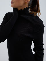 Seamless Basic Fiori | Merino wool L/S T-Shirt Black