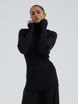 Seamless Basic Fiori | Merino wool L/S T-Shirt Black