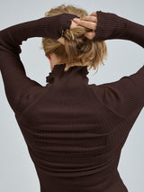 Seamless Basic Fiori | Merino wool L/S T-Shirt Dark Brown
