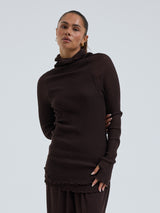 Seamless Basic Fiori | Merino wool L/S T-Shirt Dark Brown