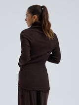 Seamless Basic Fiori | Merino wool L/S T-Shirt Dark Brown