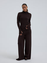 Seamless Basic Fiori | Merino wool L/S T-Shirt Dark Brown