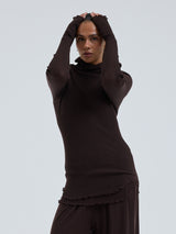 Seamless Basic Fiori | Merino wool L/S T-Shirt Dark Brown