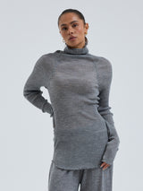 Seamless Basic Fiori | Merino wool L/S T-Shirt Grey Melange