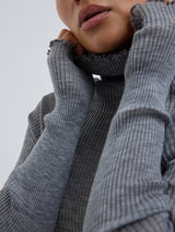 Seamless Basic Fiori | Merino wool L/S T-Shirt Grey Melange