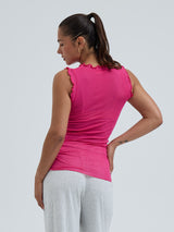 Seamless Basic Flounce | Cotton Tank Top Berry Pink